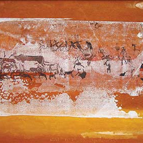 Jäger und Sammler (2002), Gouache auf Karton, 30x40